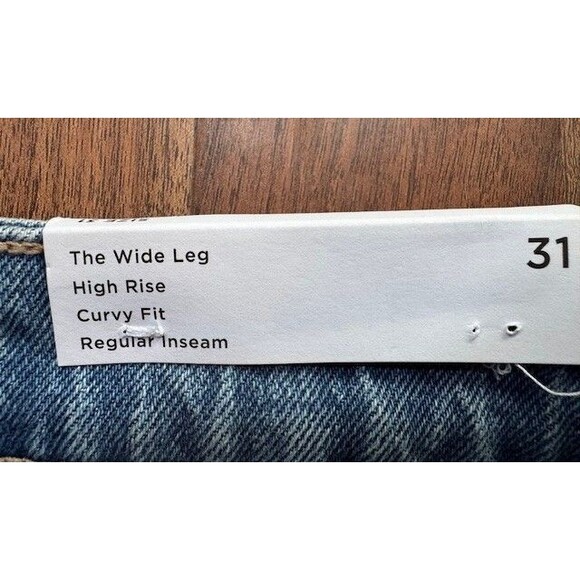 LOFT Wide Leg High Rise Curvy Light Wash Jeans Sz 31 / 12 Rhinestone Embellished - Picture 7 of 15